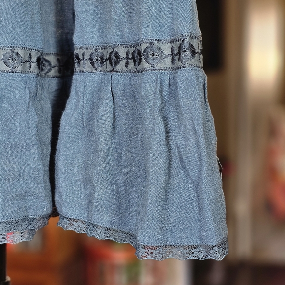 Free People Blue Embroidered Tiered Camisole - Picture 6 of 8